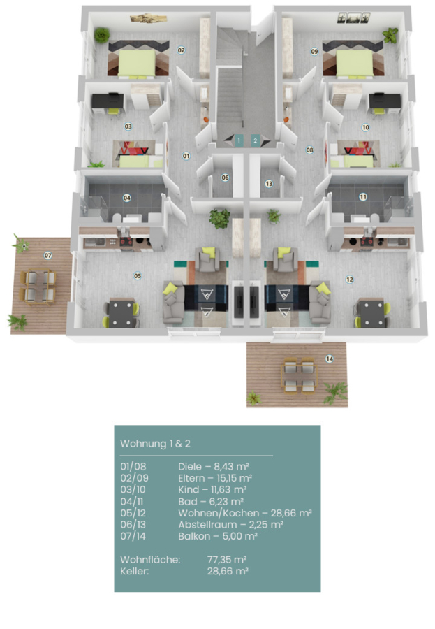 NEUBAU - Stilvolles 6-Parteienhaus in Palzing/ Zolling - Erdgeschoss