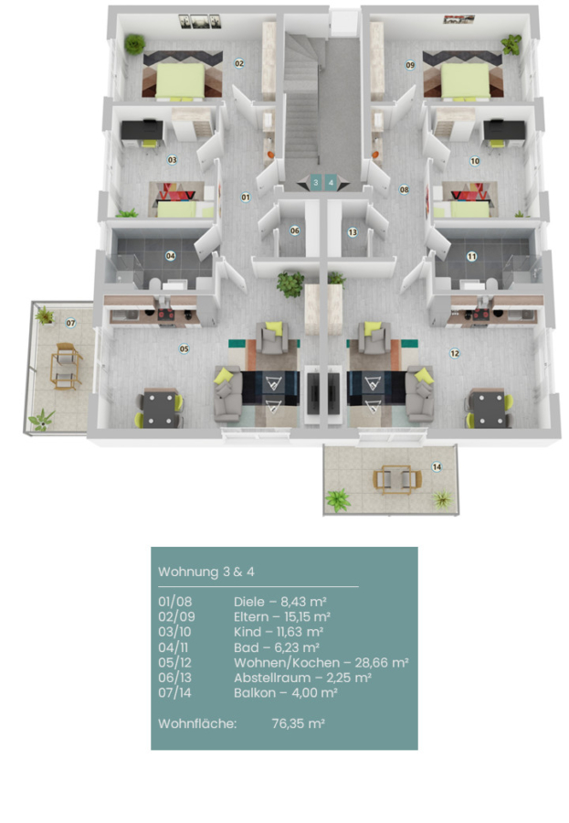 NEUBAU - Stilvolles 6-Parteienhaus in Palzing/ Zolling - Obergeschoss