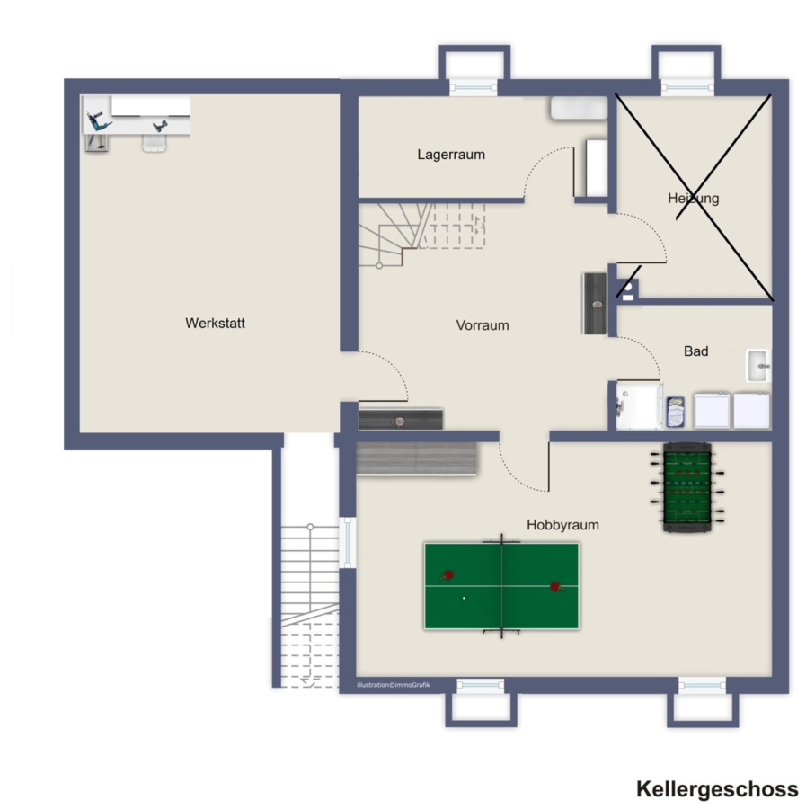 Haus im Haus: Moderne Erdgeschosswohnung mit großem Süd-West-Garten in Langenpreising - Kellergeschoss